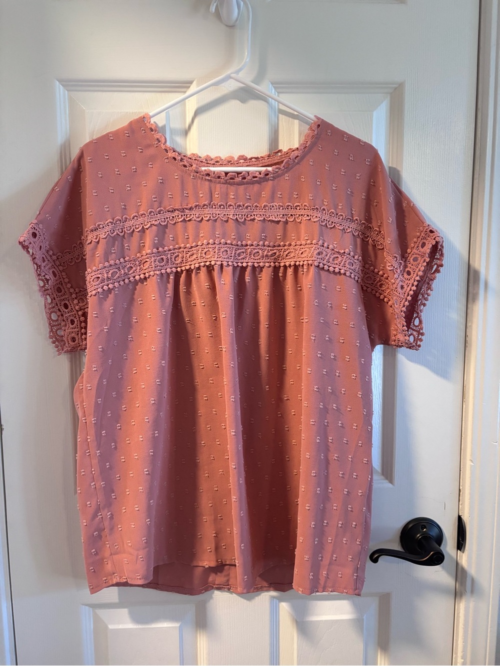 Women's Crochet Trim Blouse - Dusty Rose